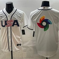 USA Baseball Jersey Team Big Logo White 2026 World Baseball Classic Home Stadium Stitched by My Store