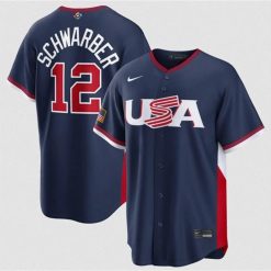 USA Baseball #12 Kyle Schwarber Jersey Navy 2026 World Baseball Classic Road Stadium Stitched by My Store