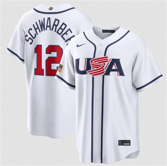 USA Baseball #12 Kyle Schwarber Jersey White 2026 World Baseball Classic Home Stadium Stitched by My Store