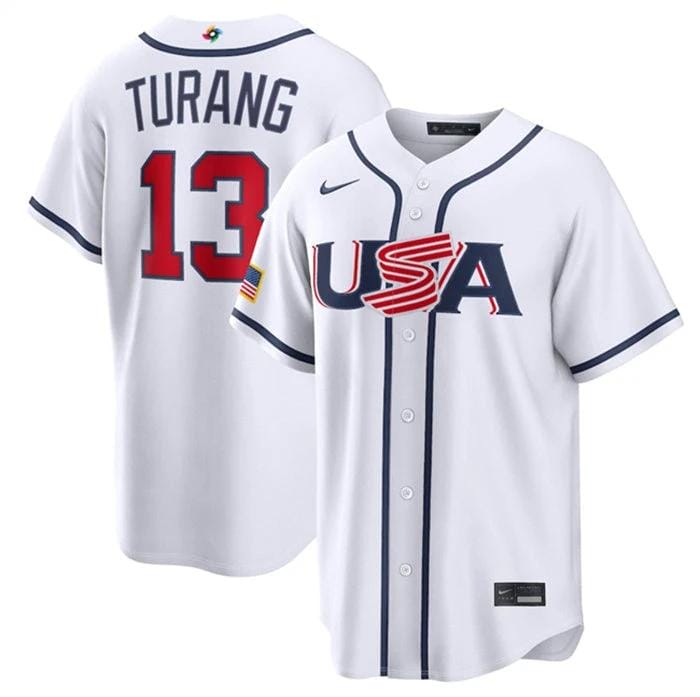USA Baseball #13 Brice Turang Jersey White 2026 World Baseball Classic Home Stadium Stitched by My Store