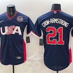 USA Baseball #21 Crow-Armstrong Jersey Navy 2026 World Baseball Classic United States 250th Anniversary Patch Road Stadium Stitched by My Store