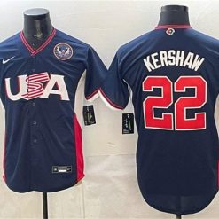 USA Baseball #22 Clayton Kershaw Jersey Navy 2026 World Baseball Classic United States 250th Anniversary Patch Road Stadium Stitched by My Store