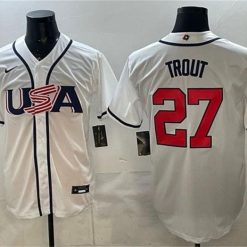USA Baseball #27 Mike Trout Jersey White 2026 World Baseball Classic Home Stadium Stitched by My Store