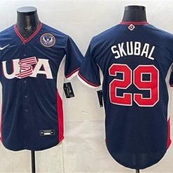 USA Baseball #29 Tarik Skubal Jersey Navy 2026 World Baseball Classic United States 250th Anniversary Patch Road Stadium Stitched by My Store