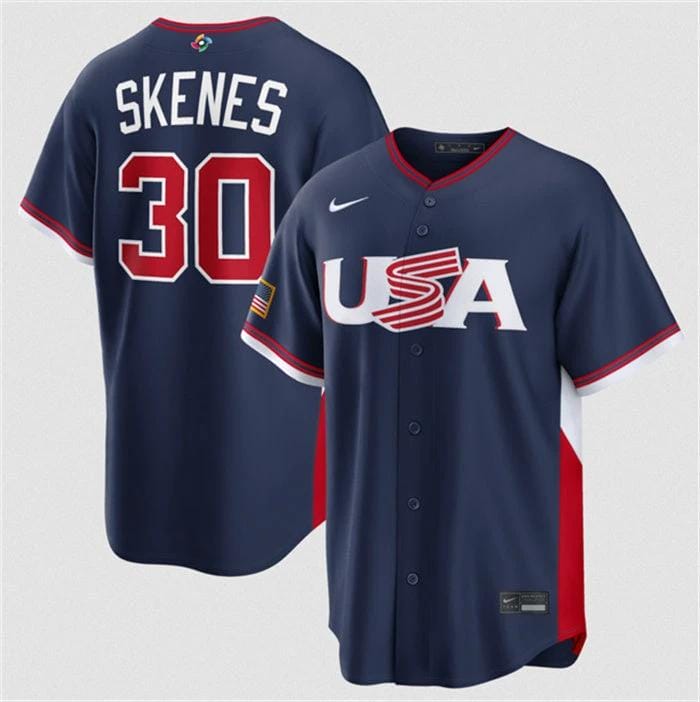USA Baseball #30 Paul Skenes Jersey Navy 2026 World Baseball Classic Road Stadium Stitched by My Store