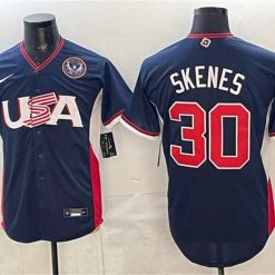 USA Baseball #30 Paul Skenes Jersey Navy 2026 World Baseball Classic United States 250th Anniversary Patch Road Stadium Stitched by My Store