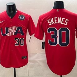 USA Baseball #30 Paul Skenes Jersey Red 2026 World Baseball Classic United States 250th Anniversary Patch Stadium Stitched by My Store