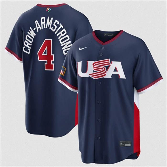 USA Baseball #4 Crow-Armstrong Jersey Navy 2026 World Baseball Classic Road Stadium Stitched by My Store