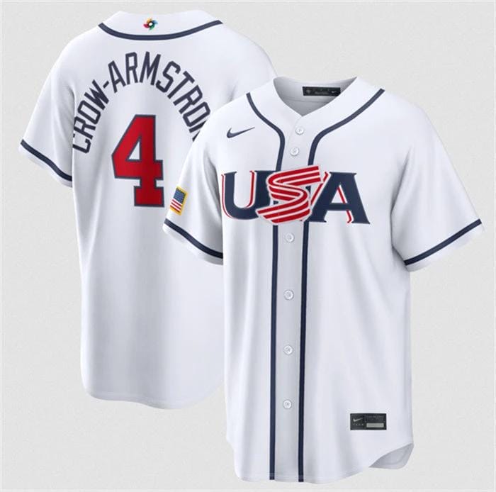 USA Baseball #4 Crow-Armstrong Jersey White 2026 World Baseball Classic Home Stadium Stitched by My Store
