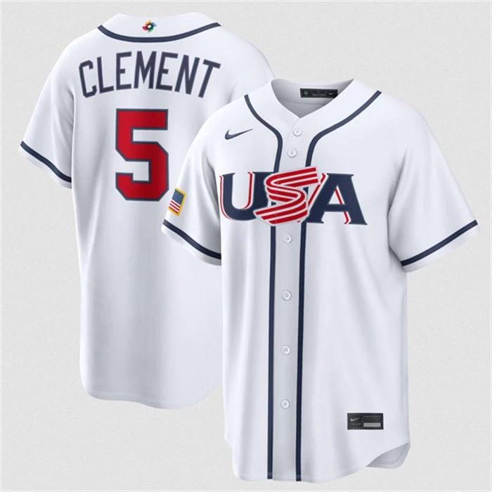 USA Baseball #5 Ernie Clement Jersey White 2026 World Baseball Classic Home Stadium Stitched by My Store