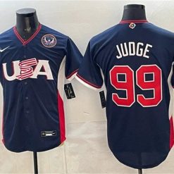 USA Baseball #99 Aaron Judge Jersey Navy 2026 World Baseball Classic United States 250th Anniversary Patch Road Stadium Stitched by My Store