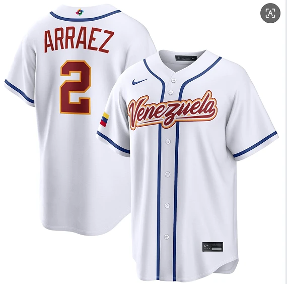 Venezuela Baseball #2 Luis Arraez Jersey White 2026 World Baseball Classic Home Stadium Stitched by My Store
