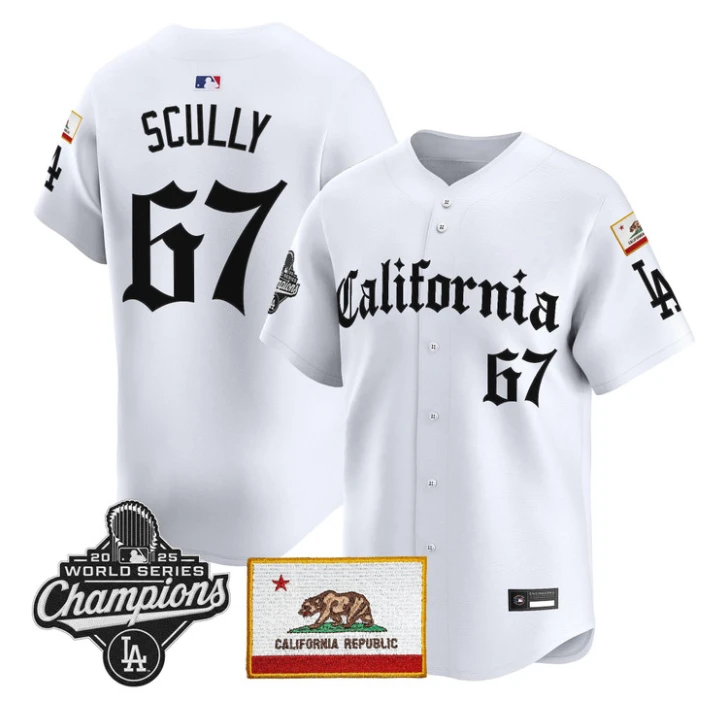 Vin Scully Jersey #67 Dodgers California Gothic Edition Stitched by My Store