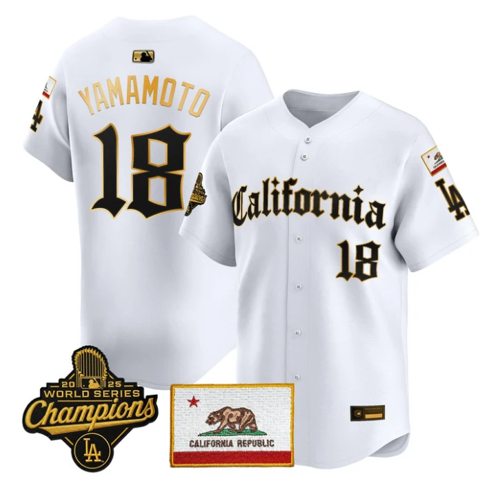 Yamamoto Jersey #18 Dodgers California Gothic Edition Stitched by My Store