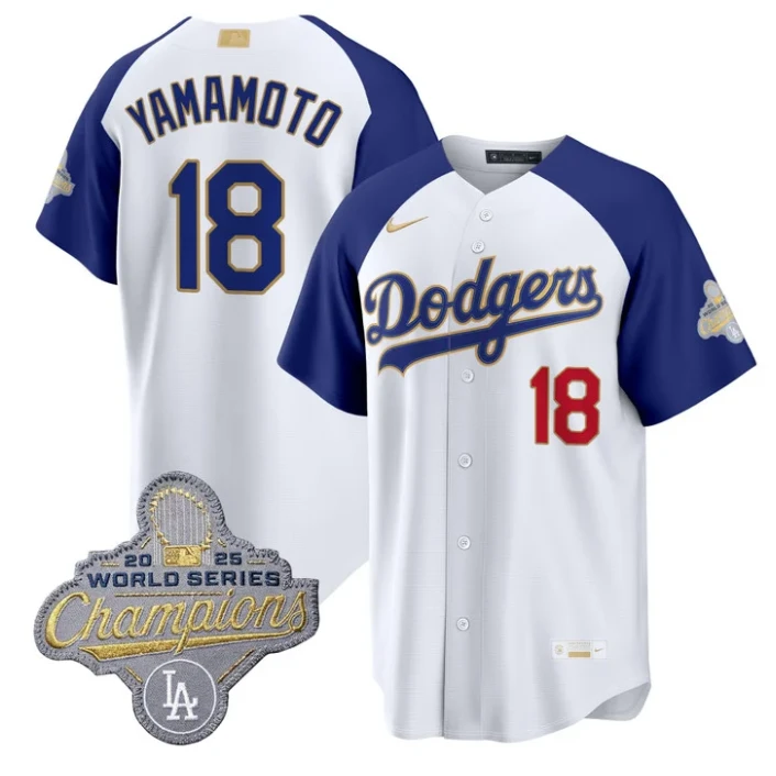 Yamamoto Jersey #18 Dodgers Gold Collection Premier Stitched by My Store