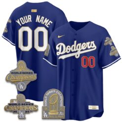 Los Angeles Dodgers Gold Collection Stadium Vapor Limited Custom Jersey - Back to Back 9x Champs - All Stitched by Los Angeles Dodgers