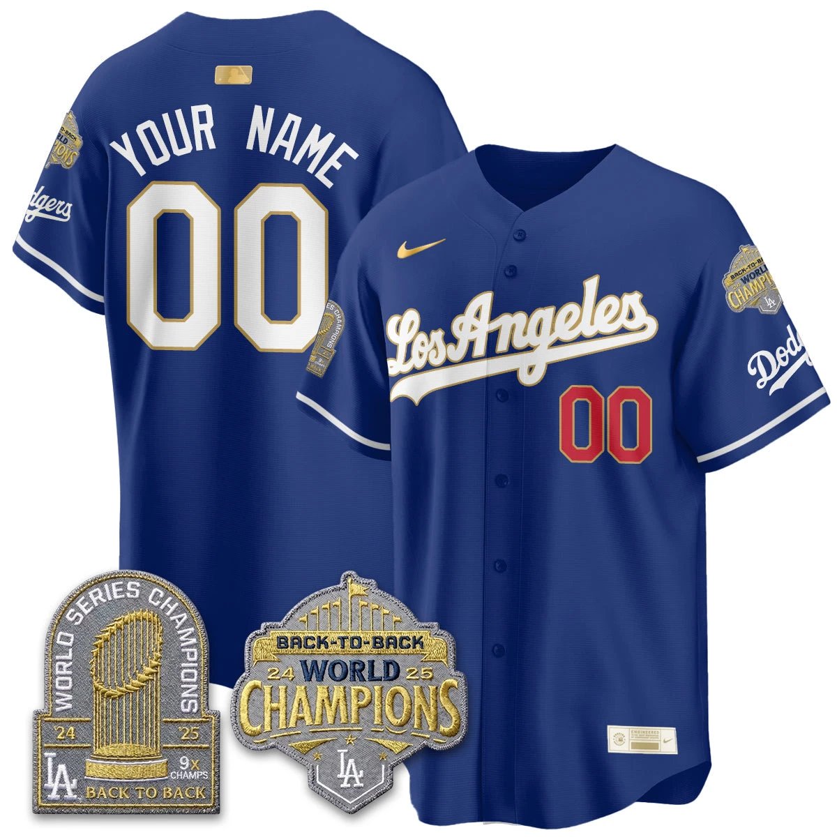 CUSTOM LAD Gold Collection Vapor Limited Jersey - 9x & B2B Champs - All Stitched by Los Angeles Dodgers