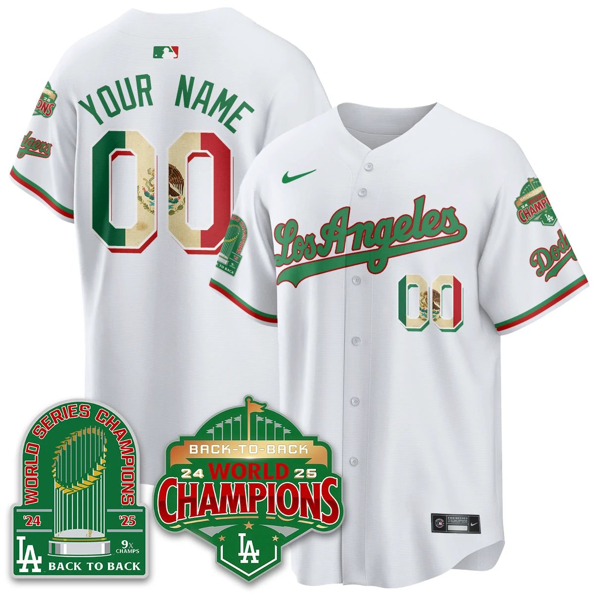 CUSTOM LAD Mexico Vapor Limited Jersey - 9x & B2B Champs - All Stitched by Los Angeles Dodgers