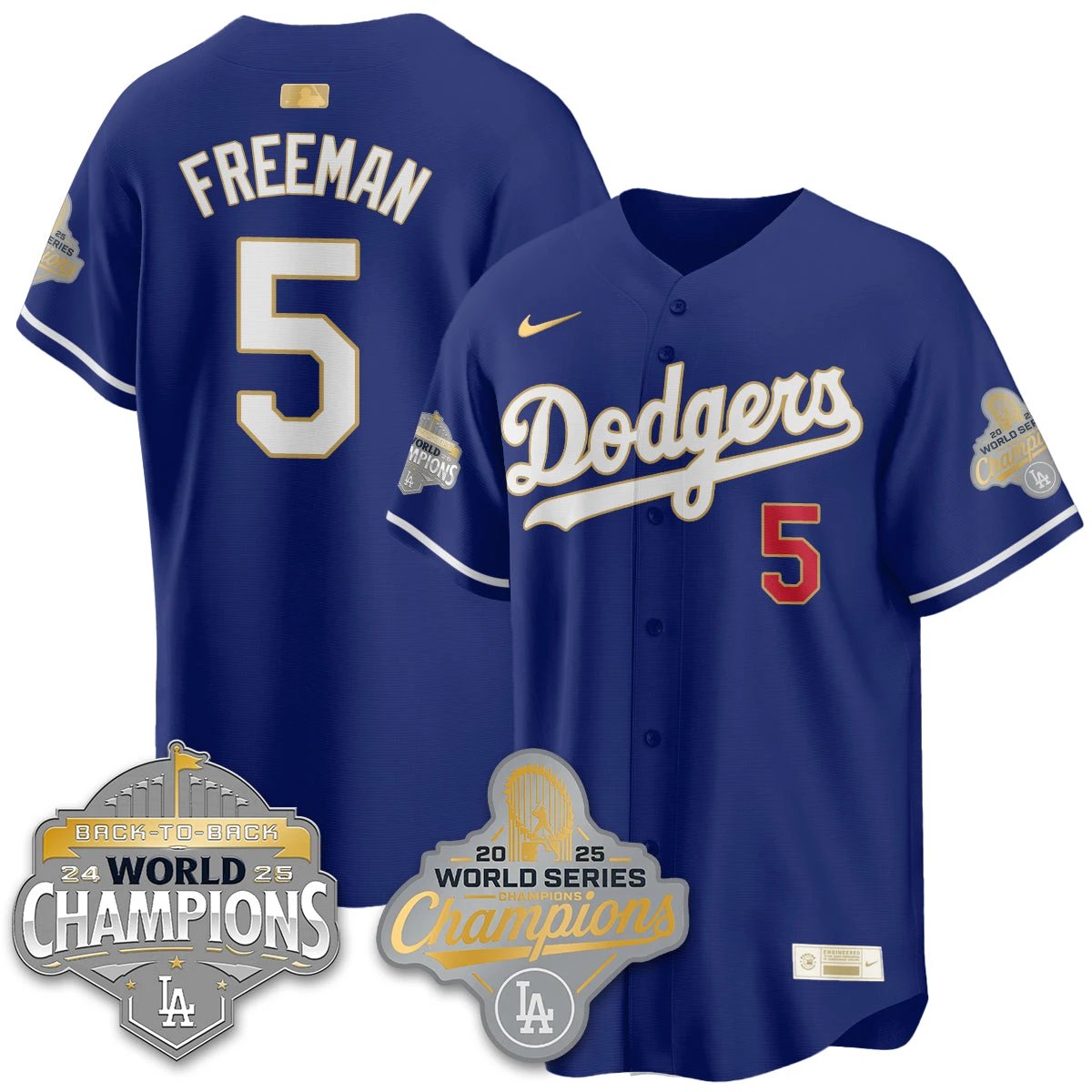 LAD Gold Collection Stadium Vapor Limited Jersey - B2B Champs - All Stitched by Dodgers