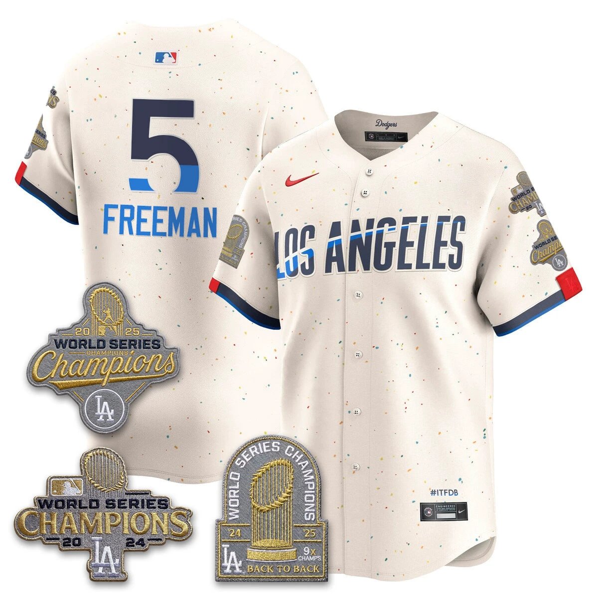 Los Angeles Dodgers Gold Collection Stadium Vapor Limited Jersey - Back to Back 9x Champs - All Stitched by Los Angeles Dodgers