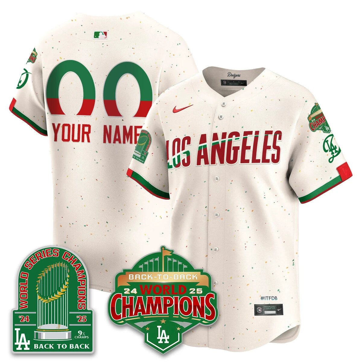 CUSTOM LAD Mexico Vapor Limited Jersey - 9x & B2B Champs - All Stitched by Los Angeles Dodgers