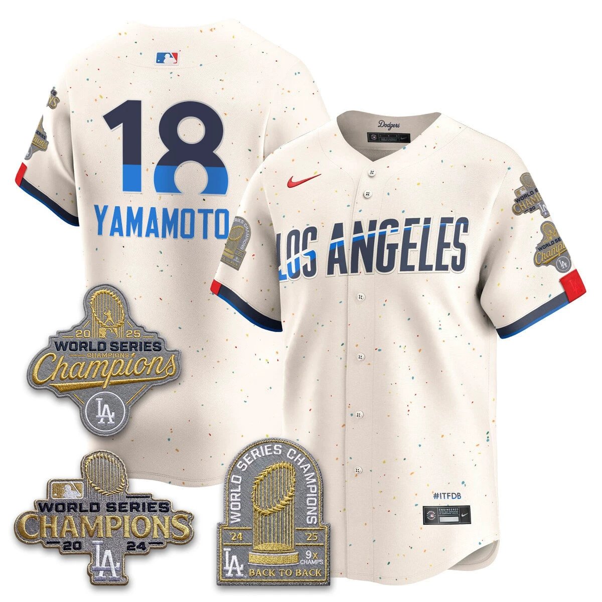 Los Angeles Dodgers Gold Collection Stadium Vapor Limited Jersey - Back to Back 9x Champs - All Stitched by Los Angeles Dodgers