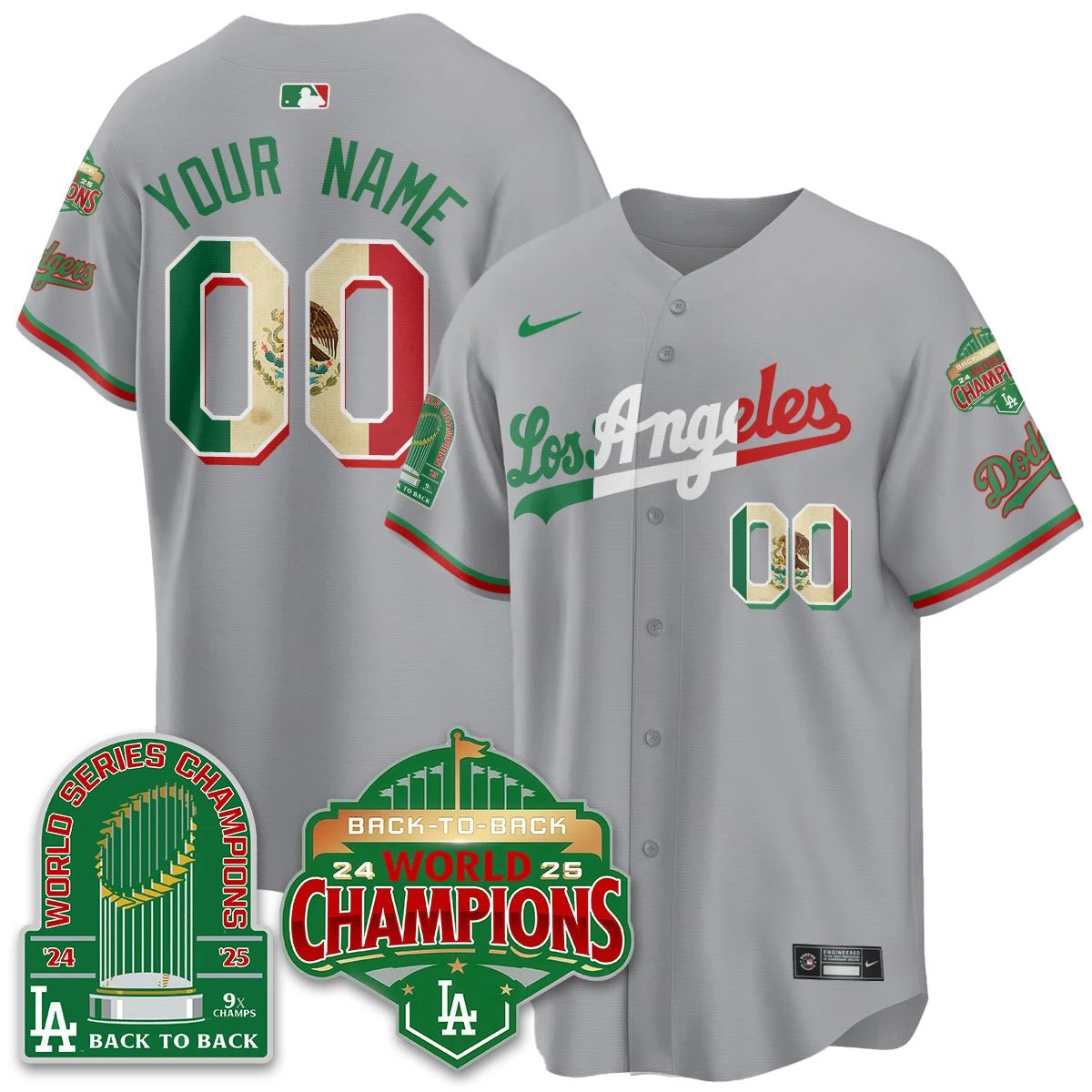 CUSTOM LAD Mexico Vapor Limited Jersey - 9x & B2B Champs - All Stitched by Los Angeles Dodgers