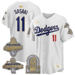 Los Angeles Dodgers Gold Collection Stadium Vapor Limited Jersey - Back to Back 9x Champs - All Stitched by Los Angeles Dodgers