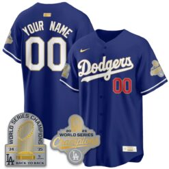 LAD Gold Collection Stadium Vapor Limited Custom Jersey - 9x Champs - All Stitched by Los Angeles Dodgers