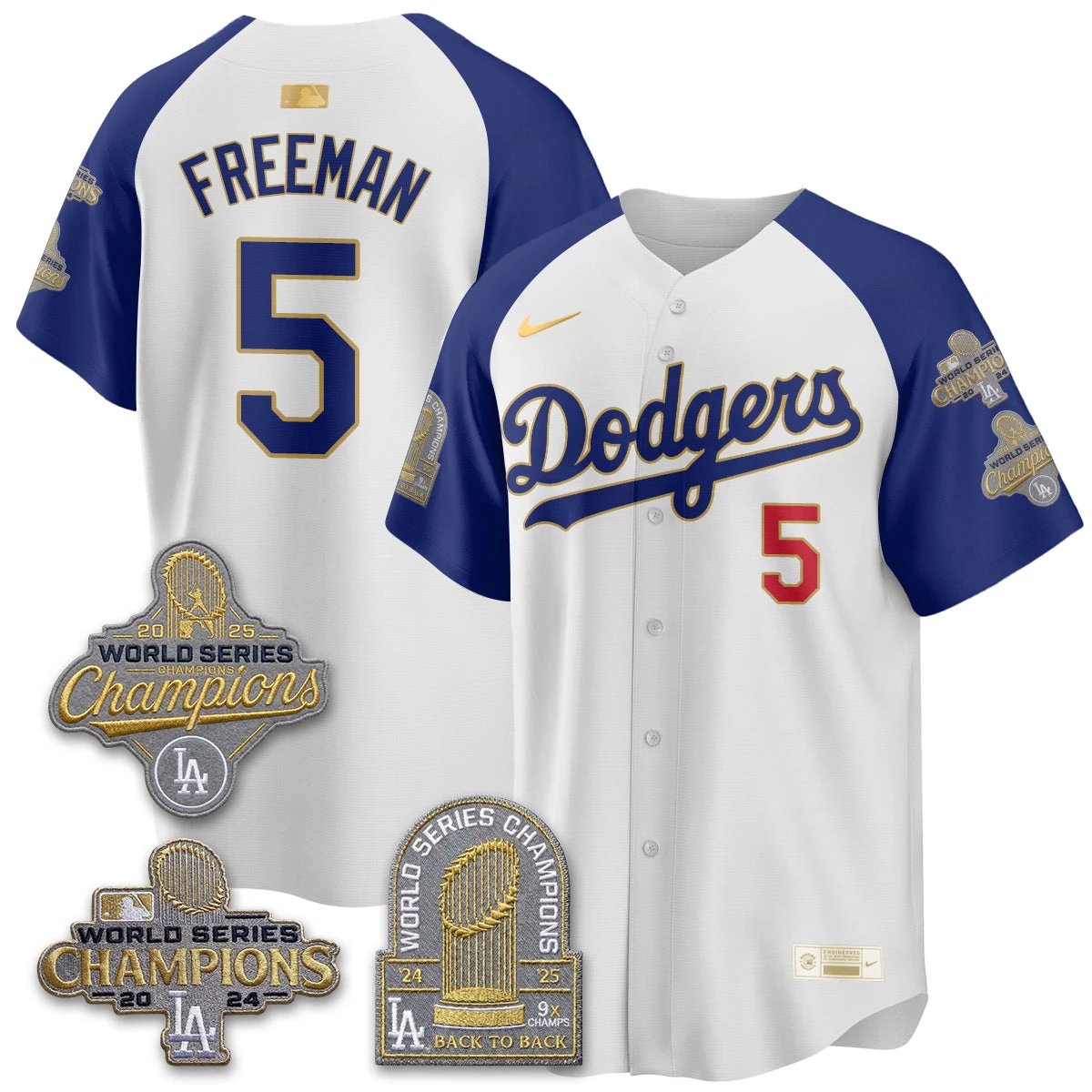 Los Angeles Dodgers Gold Collection Stadium Vapor Limited Jersey - Back to Back 9x Champs - All Stitched by Los Angeles Dodgers