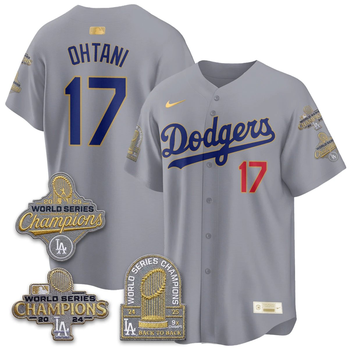 Los Angeles Dodgers Gold Collection Stadium Vapor Limited Jersey - Back to Back 9x Champs - All Stitched by Los Angeles Dodgers