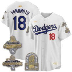 Los Angeles Dodgers Gold Collection Stadium Vapor Limited Jersey - Back to Back 9x Champs - All Stitched by Los Angeles Dodgers