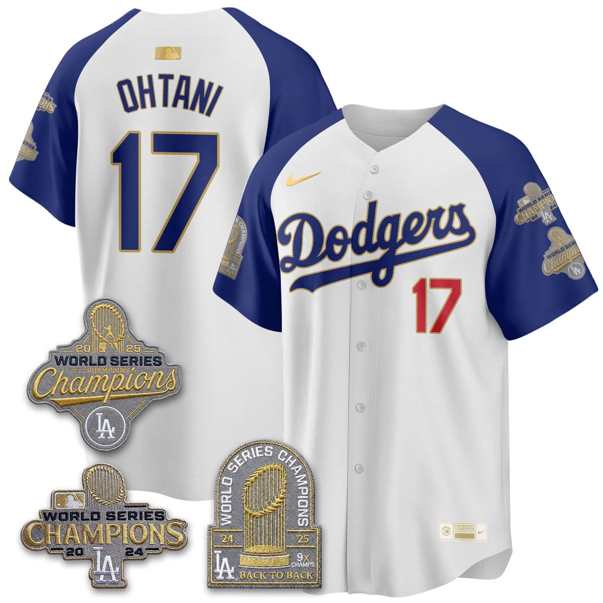 Los Angeles Dodgers Gold Collection Stadium Vapor Limited Jersey - Back to Back 9x Champs - All Stitched by Los Angeles Dodgers