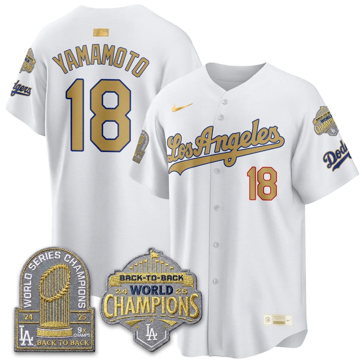 LAD Gold Collection Vapor Limited Jersey - 9x & B2B Champs - All Stitched by Los Angeles Dodgers