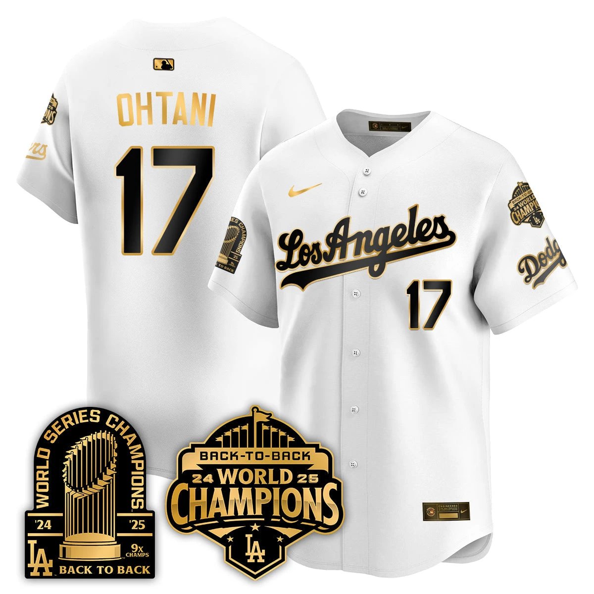 LAD Gold Collection Vapor Limited Jersey - 9x & B2B Champs - All Stitched by Los Angeles Dodgers