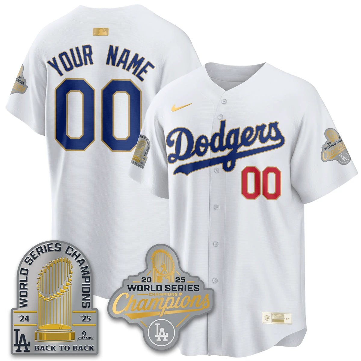 LAD Gold Collection Stadium Vapor Limited Custom Jersey - 9x Champs - All Stitched by Los Angeles Dodgers