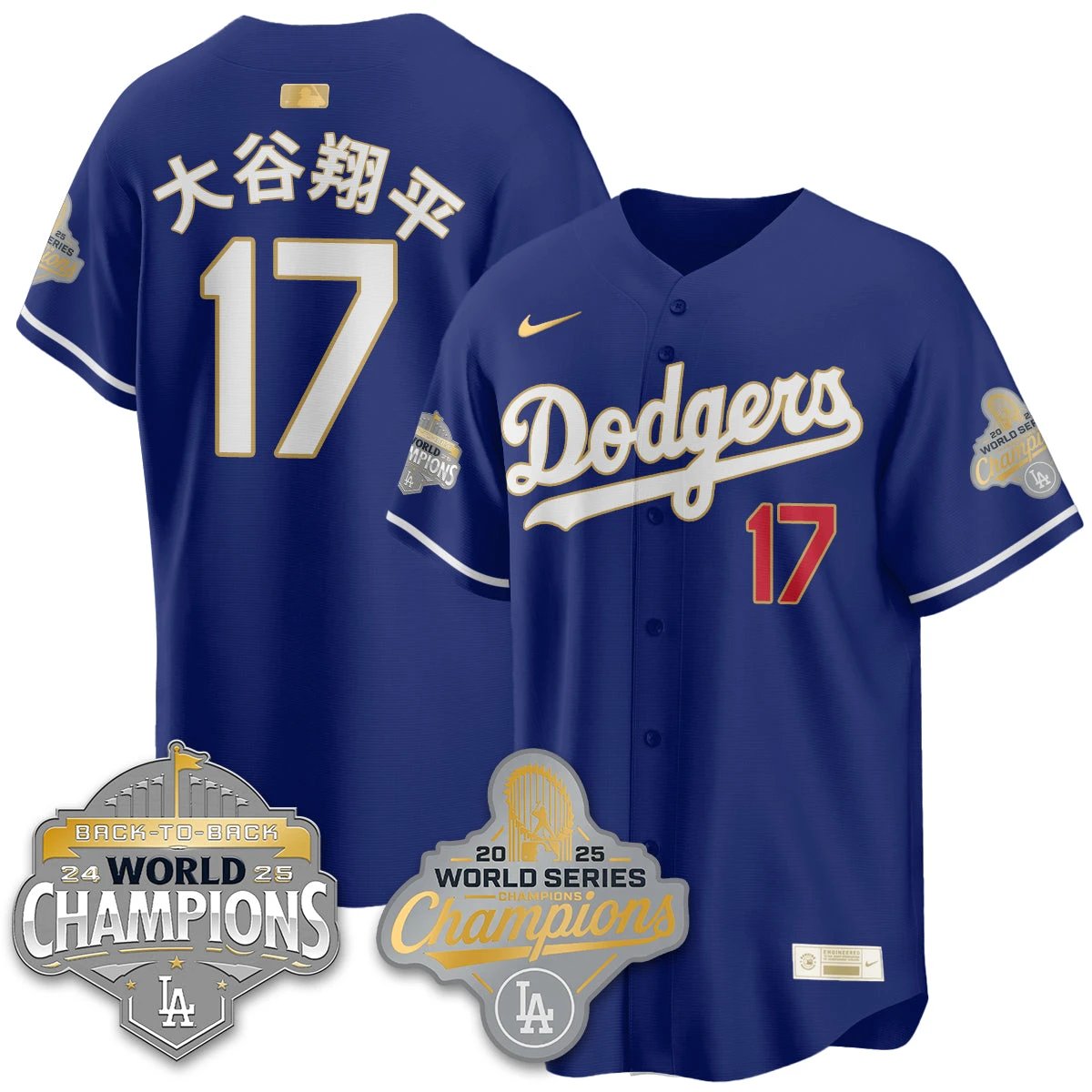 LAD Gold Collection Stadium Vapor Limited Jersey - B2B Champs - All Stitched by Dodgers