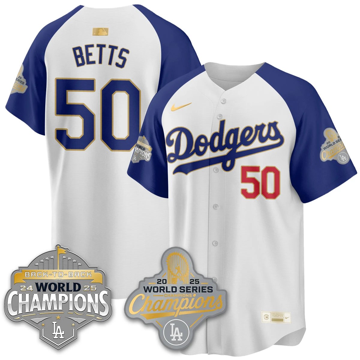 LAD Gold Collection Stadium Vapor Limited Jersey - B2B Champs - All Stitched by Dodgers