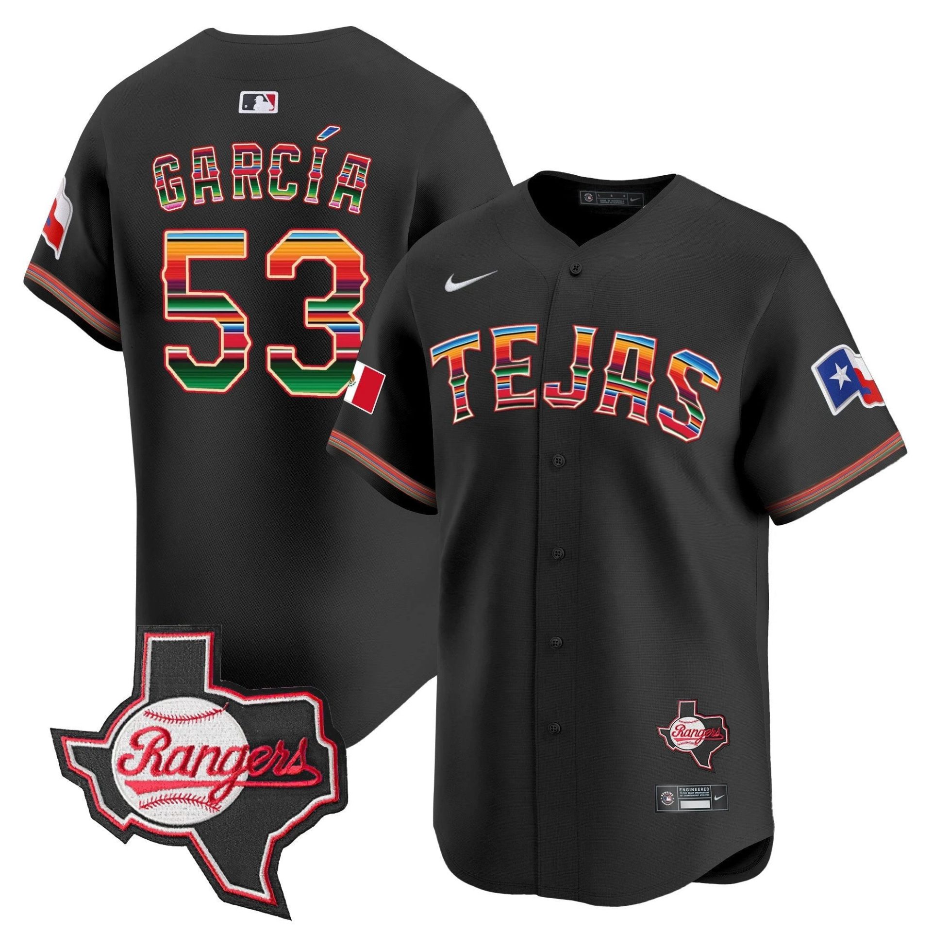 TEX Mexico Texas Patch Vapor Premier Limited Jersey - All Stitched by Texas Rangers
