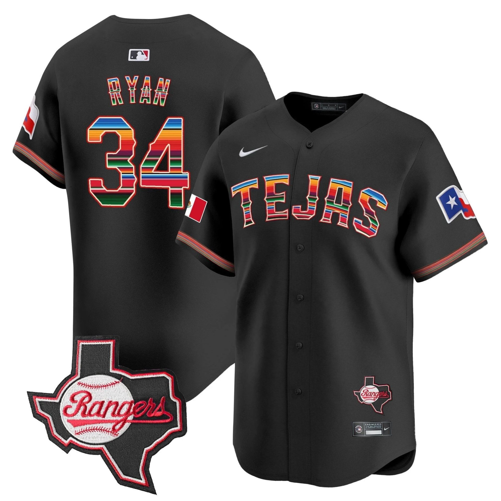 TEX Mexico Texas Patch Vapor Premier Limited Jersey - All Stitched by Texas Rangers