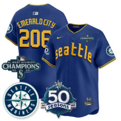 SEA Vapor Premier Limited Gold Jersey - 50th Anniversary & AL West Division Champions - All Stitched by Digigearus