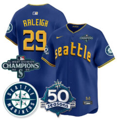 SEA Vapor Premier Limited Gold Jersey - 50th Anniversary & AL West Division Champions - All Stitched by Digigearus