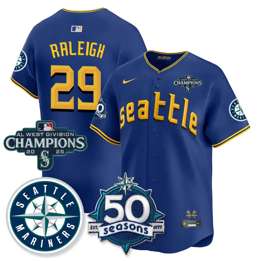 SEA Vapor Premier Limited Gold Jersey - 50th Anniversary & AL West Division Champions - All Stitched by Digigearus