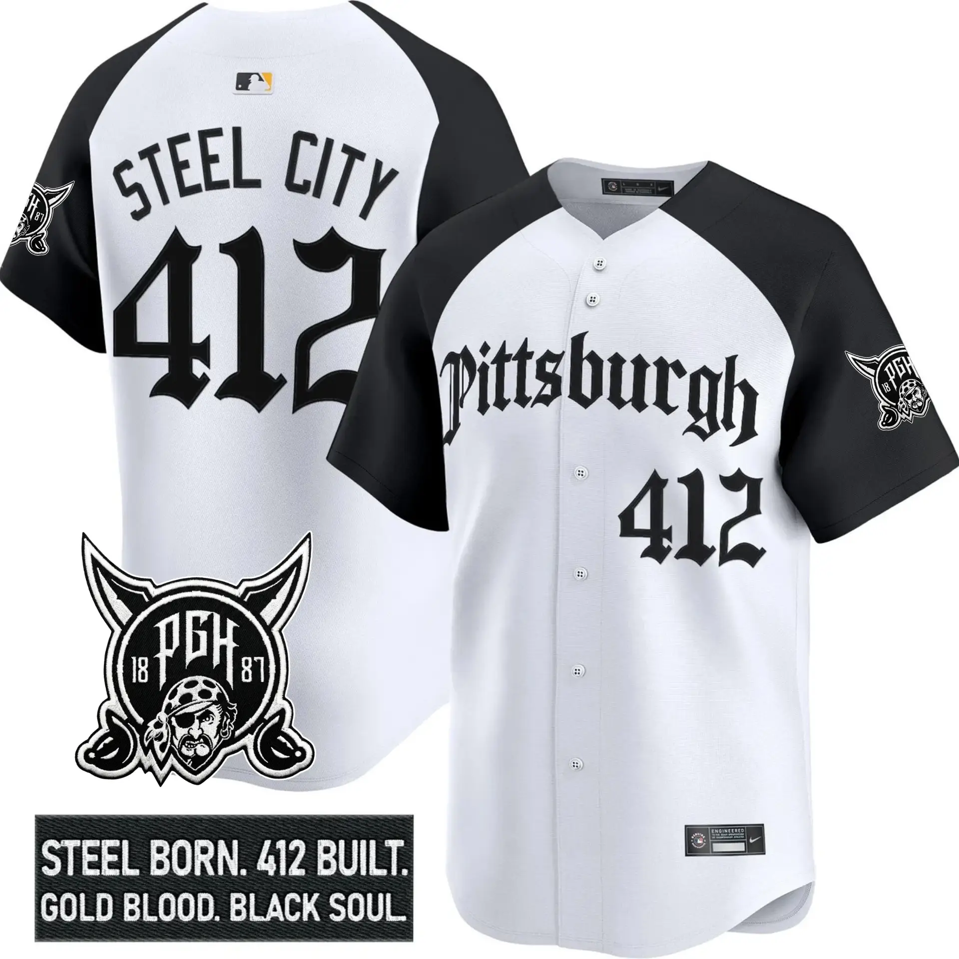 PIT 'Gothic Steel City Edition' Vapor Premier Limited Jersey - All Stitched by Pittsburgh Pirates