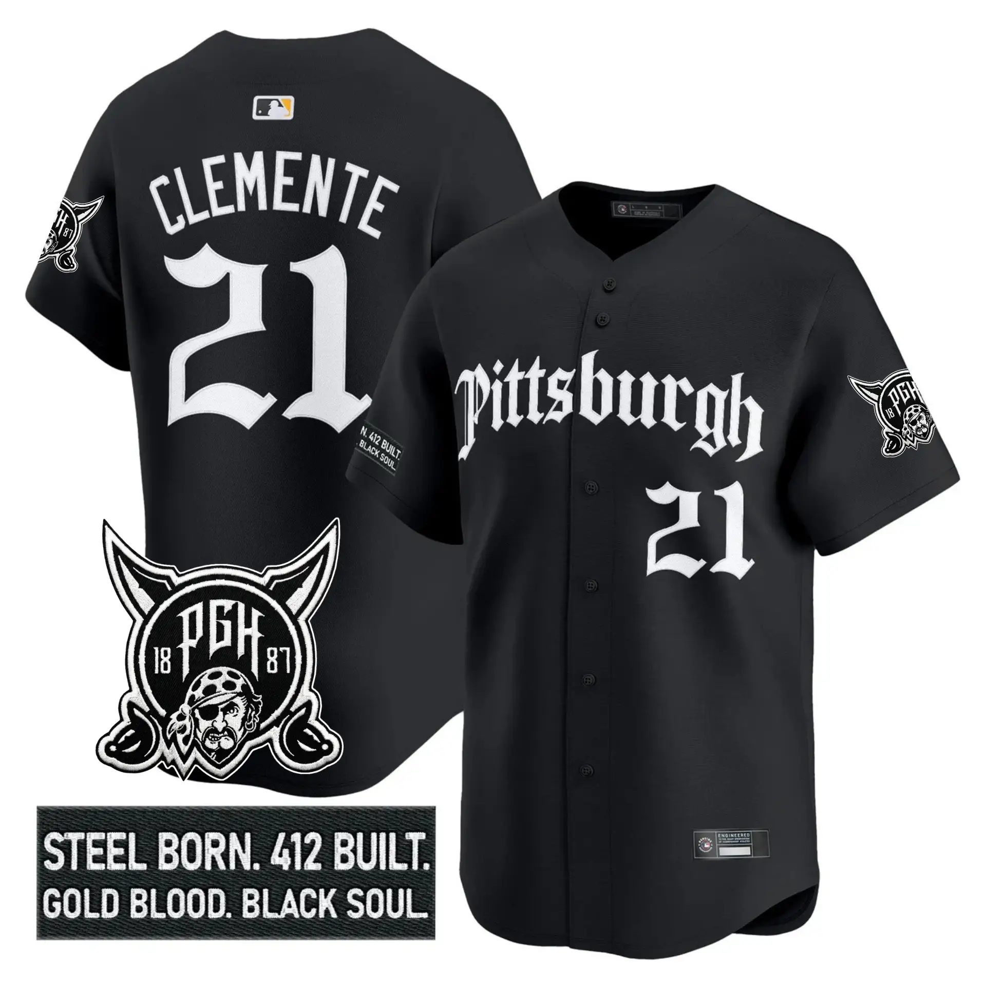 PIT 'Gothic Steel City Edition' Vapor Premier Limited Jersey - All Stitched by Pittsburgh Pirates