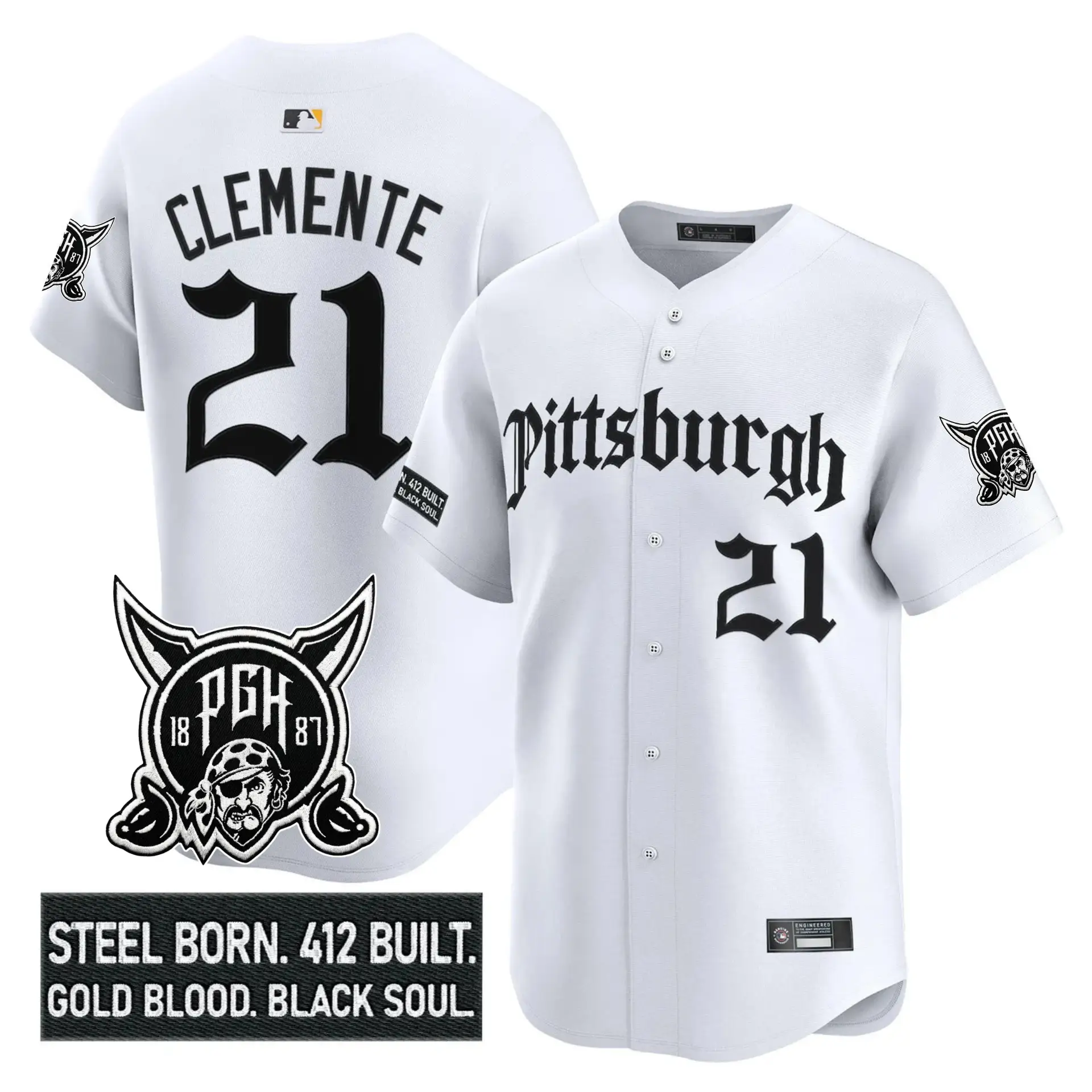 PIT 'Gothic Steel City Edition' Vapor Premier Limited Jersey - All Stitched by Pittsburgh Pirates
