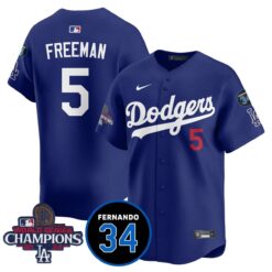 LA Dodgers - World Series Champions 2024/Fernando Valenzuela Memorial Jersey - All Stitched N1 by Los Angeles Dodgers