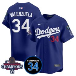 LA Dodgers - World Series Champions 2024/Fernando Valenzuela Memorial Jersey - All Stitched N1 by Los Angeles Dodgers