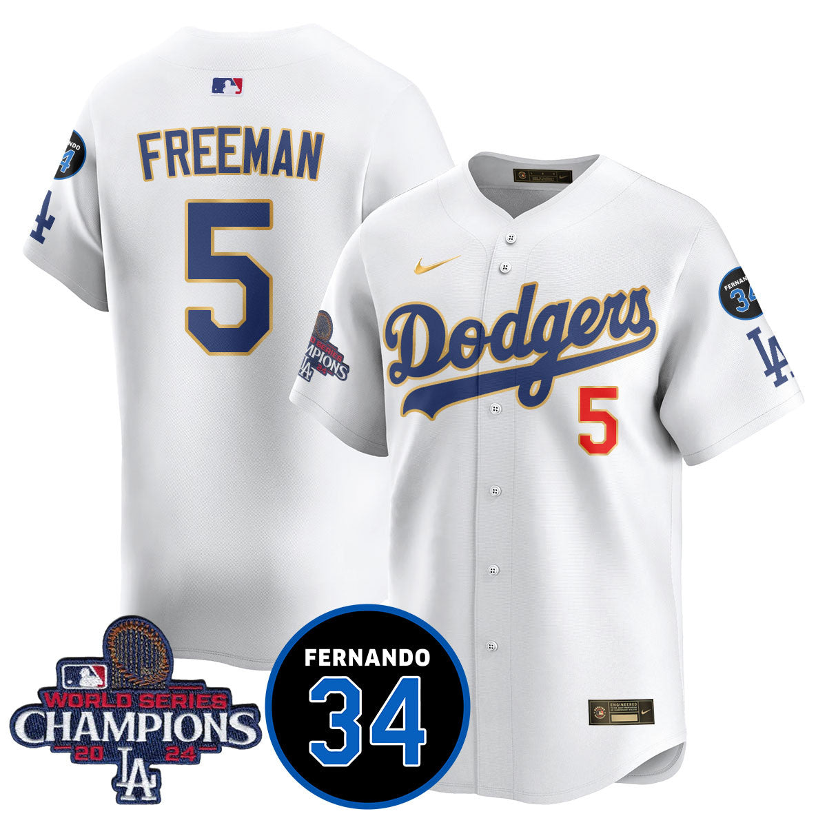 LA Dodgers - World Series Champions 2024/Fernando Valenzuela Memorial Jersey - All Stitched N1 by Los Angeles Dodgers