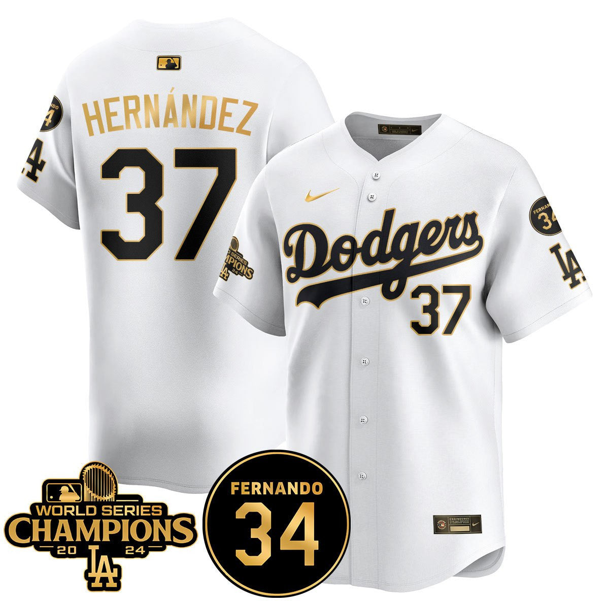 LA Dodgers - World Series Champions 2024/Fernando Valenzuela Memorial Jersey - All Stitched N1 by Los Angeles Dodgers